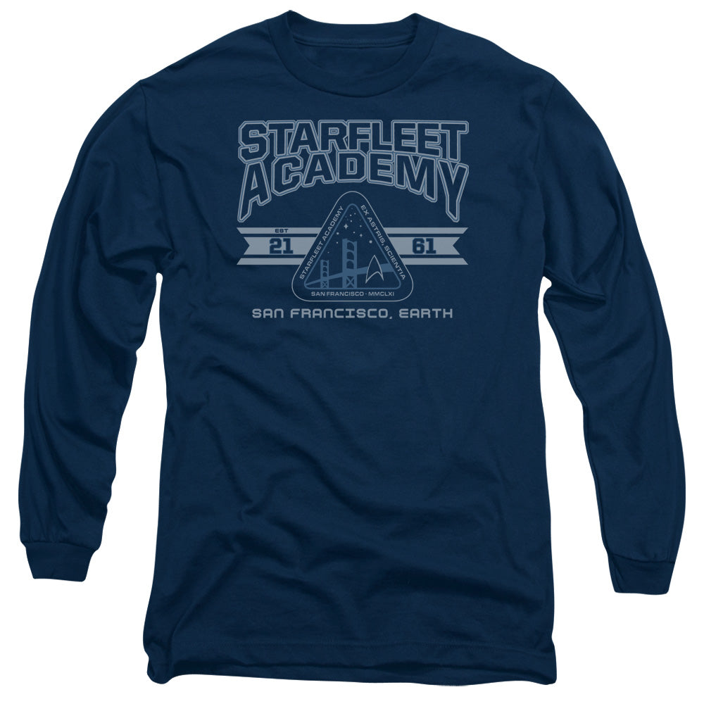 Star Trek Starfleet Academy Earth Mens Long Sleeve Shirt Navy Officially Licensed