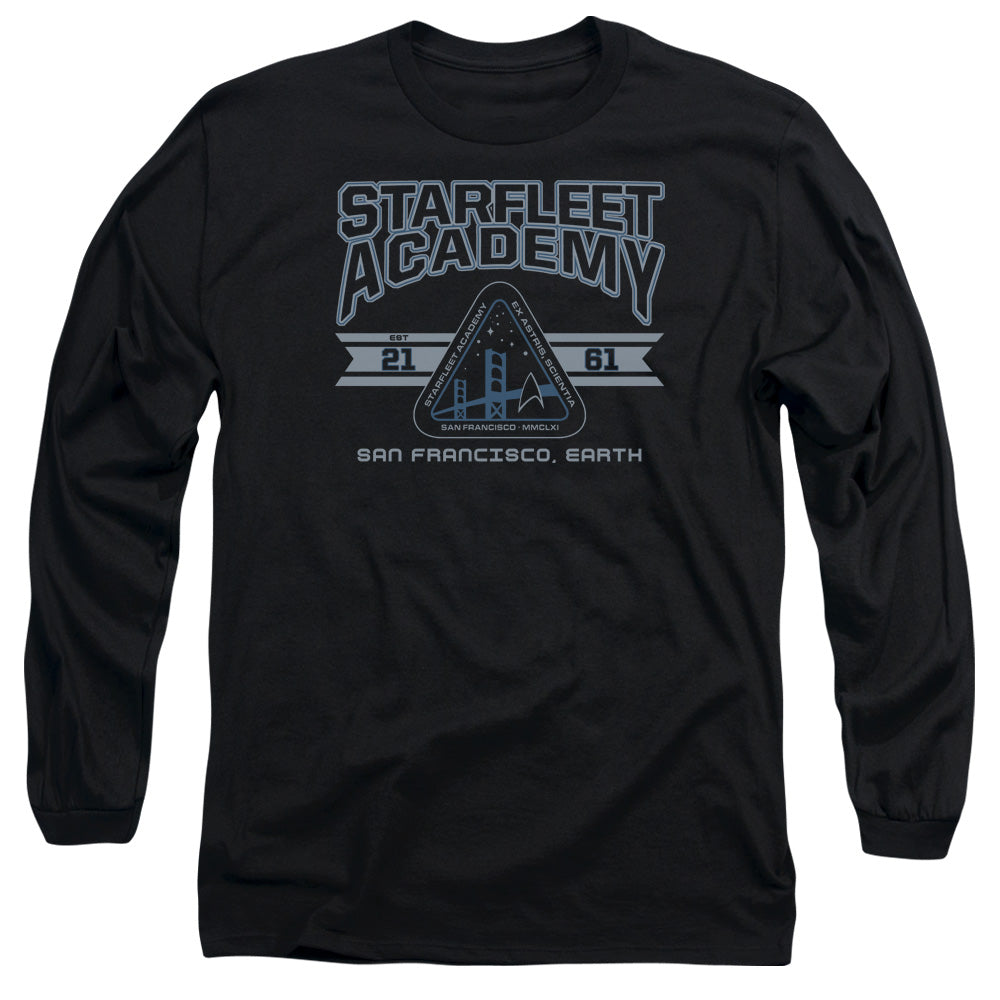 Star Trek Starfleet Academy Earth Mens Long Sleeve Shirt Black Officially Licensed