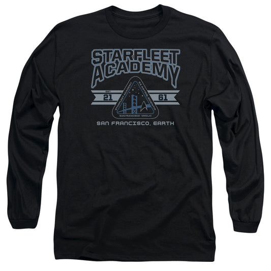 Star Trek Starfleet Academy Earth Mens Long Sleeve Shirt Black Officially Licensed