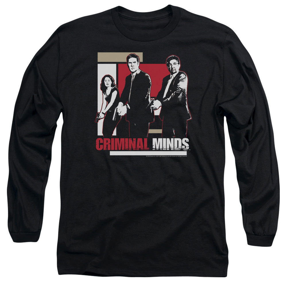 Criminal Minds Guns Drawn Mens Long Sleeve Shirt Black Officially Licensed