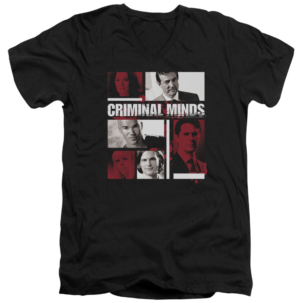 Criminal Minds Character Boxes Mens Slim Fit V-Neck T Shirt Black