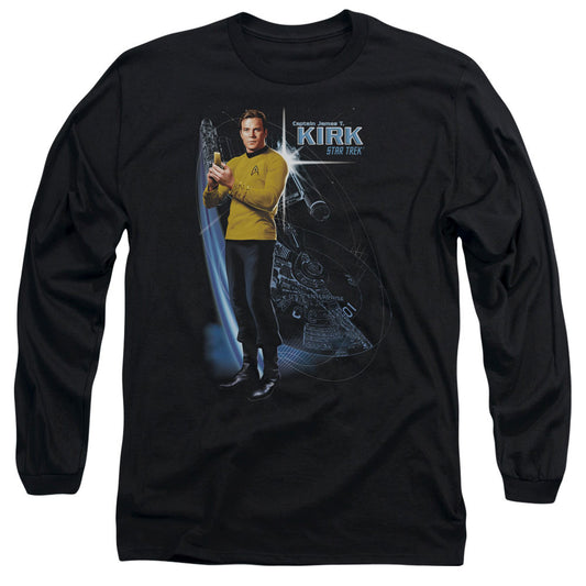Star Trek Galactic Kirk Mens Long Sleeve Shirt Black Officially Licensed