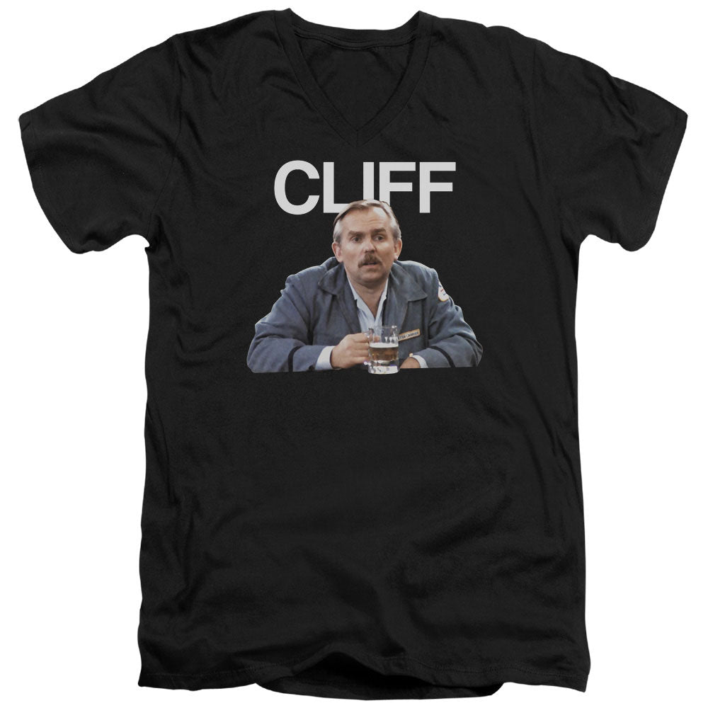 Cheers Cliff Mens Slim Fit V-Neck T Shirt Black
