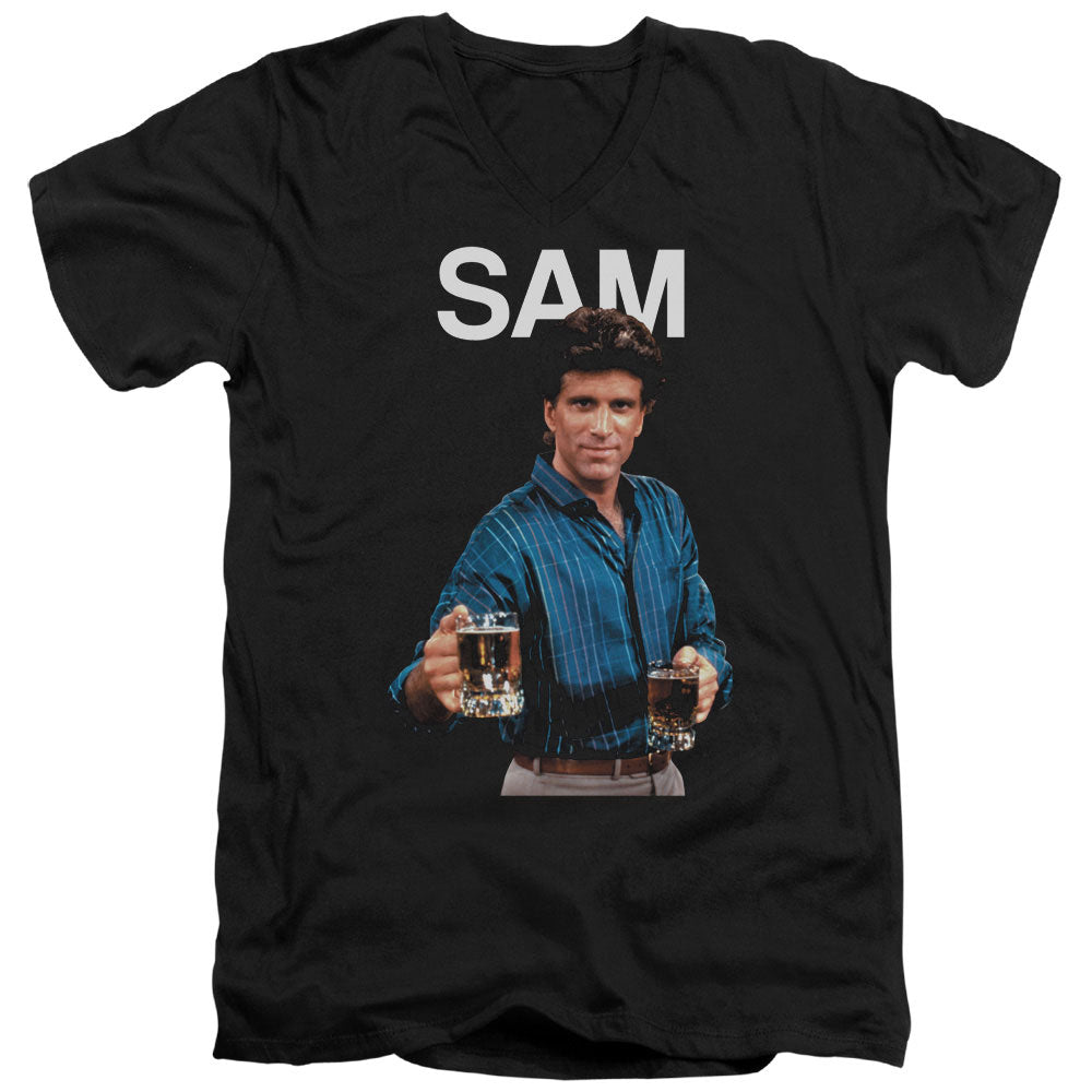 Cheers Sam Mens Slim Fit V-Neck T Shirt Black