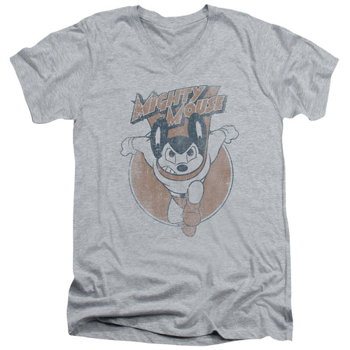 Mighty Mouse Flying With Purpose Mens Slim Fit V-Neck T Shirt Athletic Heather