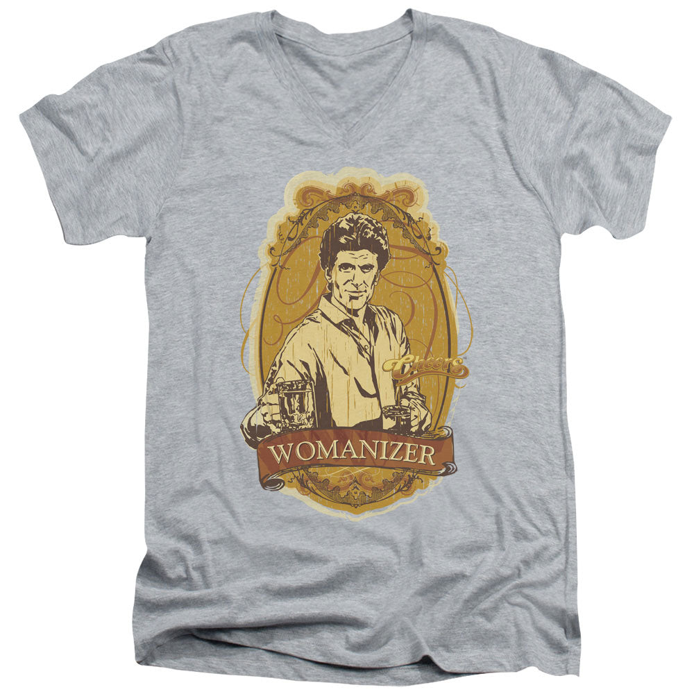 Cheers Womanizer Mens Slim Fit V-Neck T Shirt Athletic Heather