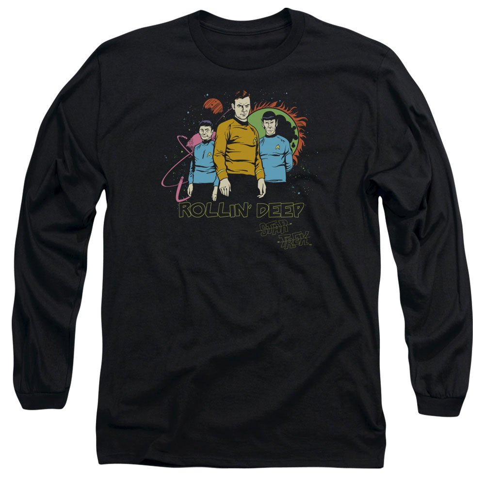 Star Trek Rollin Deep Mens Long Sleeve Shirt Black Officially Licensed