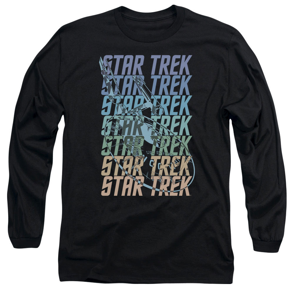 Star Trek Multi Logo Enterprise Mens Long Sleeve Shirt Black Officially Licensed