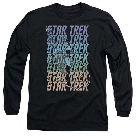 Star Trek Multi Logo Enterprise Mens Long Sleeve Shirt Black Officially Licensed