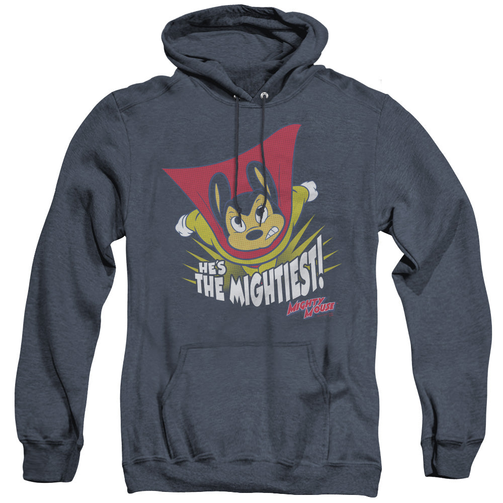 Mighty Mouse the Mightiest Heather Mens Hoodie Navy Blue