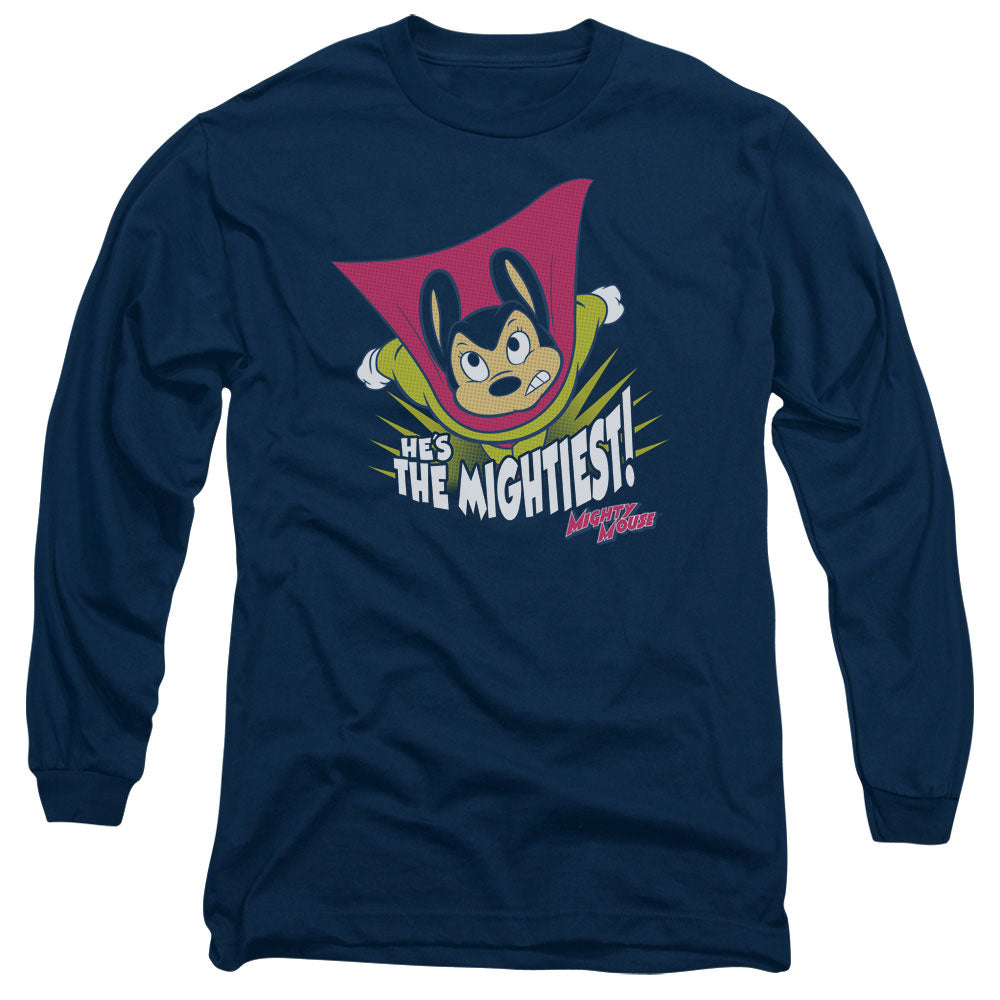 Mighty Mouse The Mightiest Mens Long Sleeve Shirt Navy