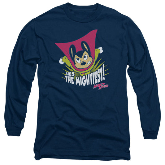 Mighty Mouse The Mightiest Mens Long Sleeve Shirt Navy