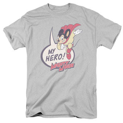 Mighty Mouse My Hero Mens T Shirt Silver