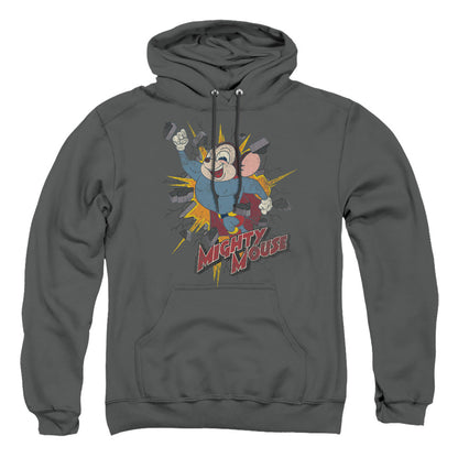 Mighty Mouse Break Through Mens Hoodie Charcoal