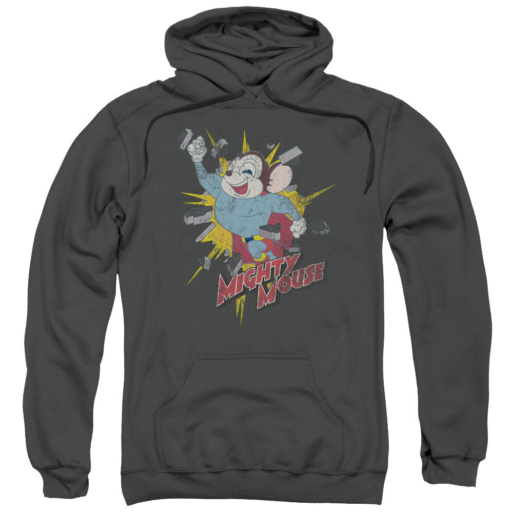 Mighty Mouse Break Through Mens Hoodie Charcoal