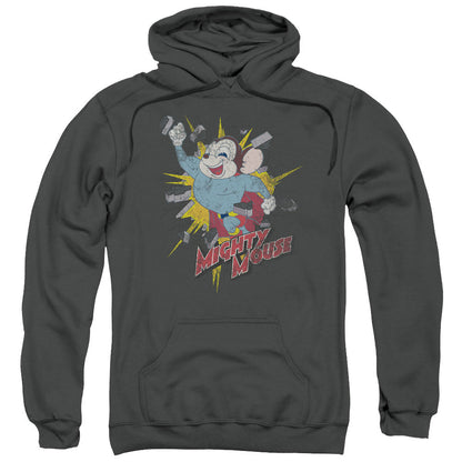 Mighty Mouse Break Through Mens Hoodie Charcoal