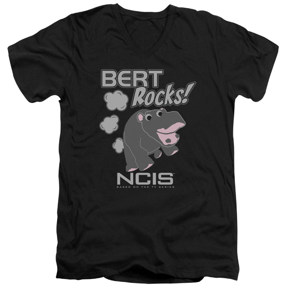 Ncis Bert Rocks Mens Slim Fit V-Neck T Shirt Black