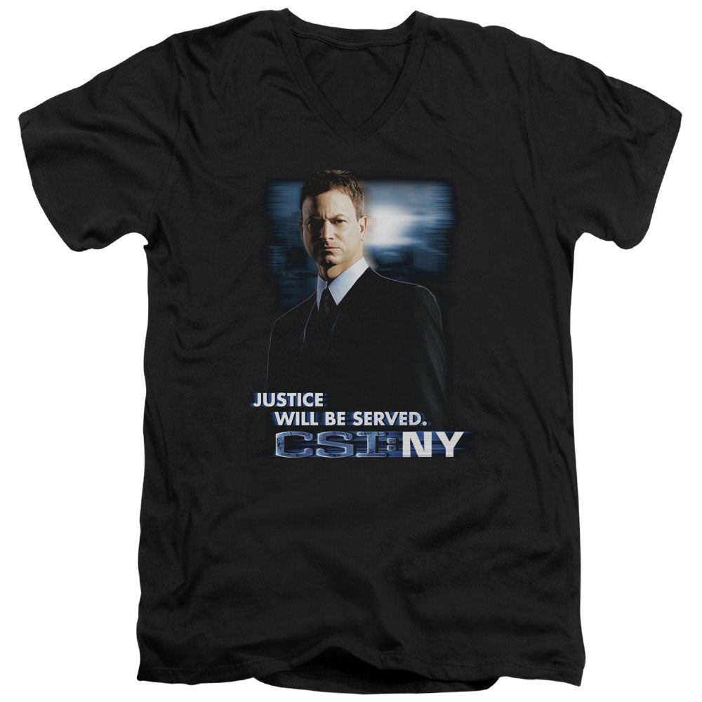 Csi:ny Justice Served Mens Slim Fit V-Neck T Shirt Black