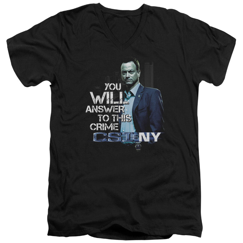 Csi Ny You Will Answer Mens Slim Fit V-Neck T Shirt Black