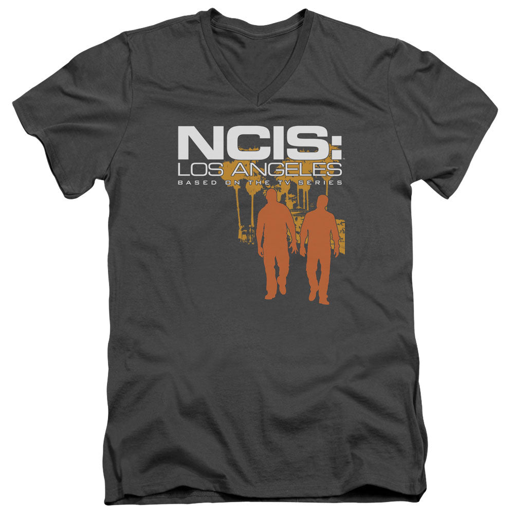 Ncis:la Slow Walk Mens Slim Fit V-Neck T Shirt Charcoal