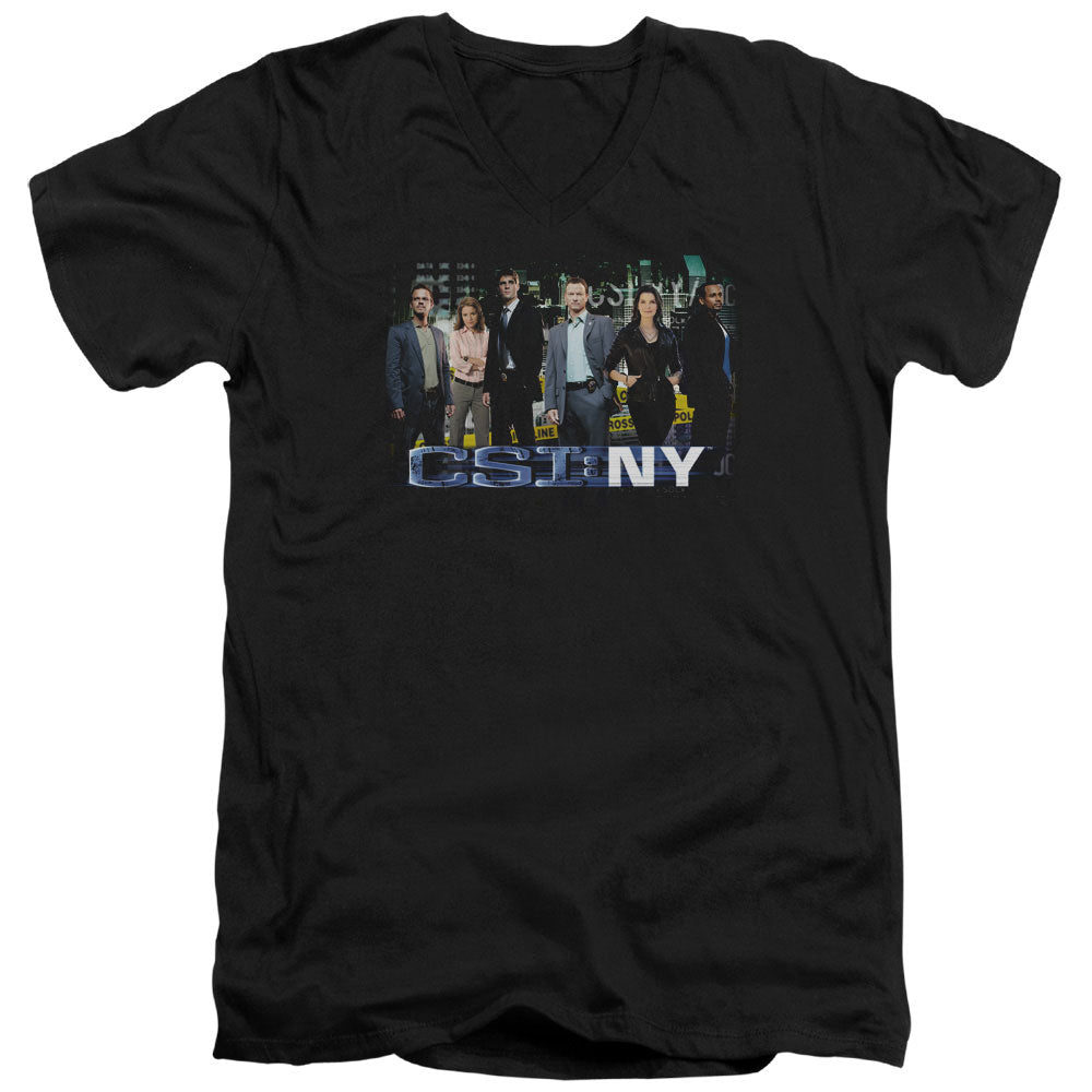 Csi Ny Cast Mens Slim Fit V-Neck T Shirt Black