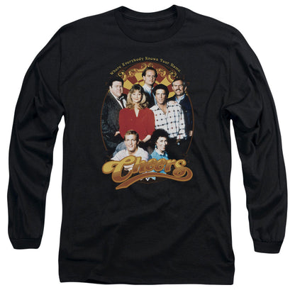 Cheers Group Shot Mens Long Sleeve Shirt Black Officially Licensed
