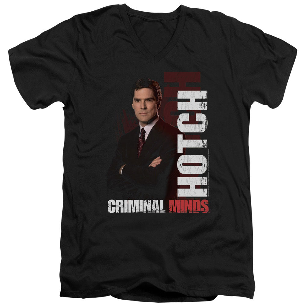 Criminal Minds Hotch Mens Slim Fit V-Neck T Shirt Black