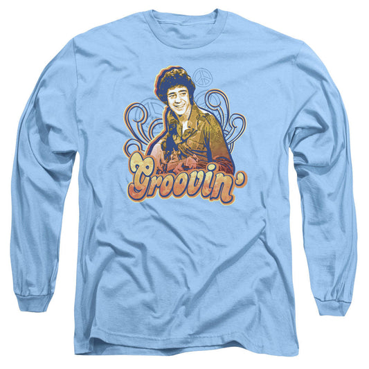 Brady Bunch Groovin Mens Long Sleeve Shirt Carolina Blue Officially Licensed