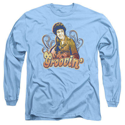 Brady Bunch Groovin Mens Long Sleeve Shirt Carolina Blue Officially Licensed