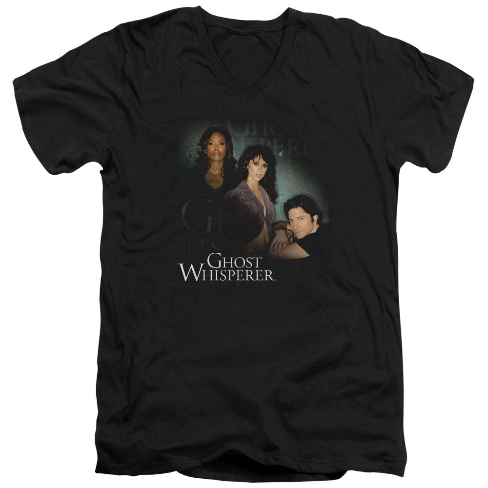 Ghost Whisperer Diagonal Cast Mens Slim Fit V-Neck T Shirt Black