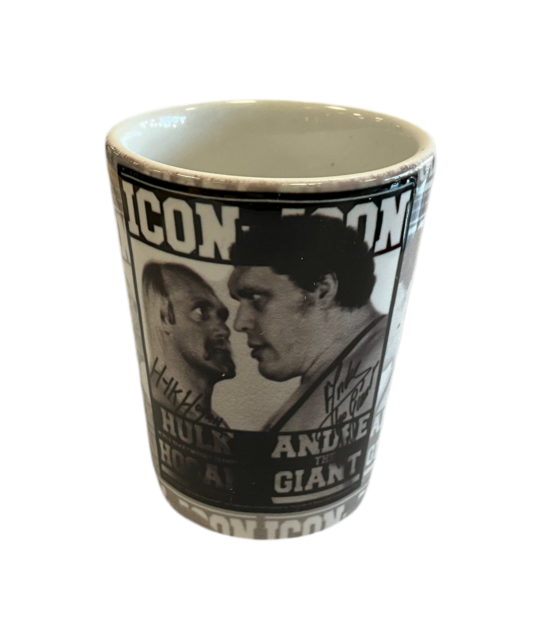 Hulk Hogan Andre The Giant Icon vs Icon Shot Glass