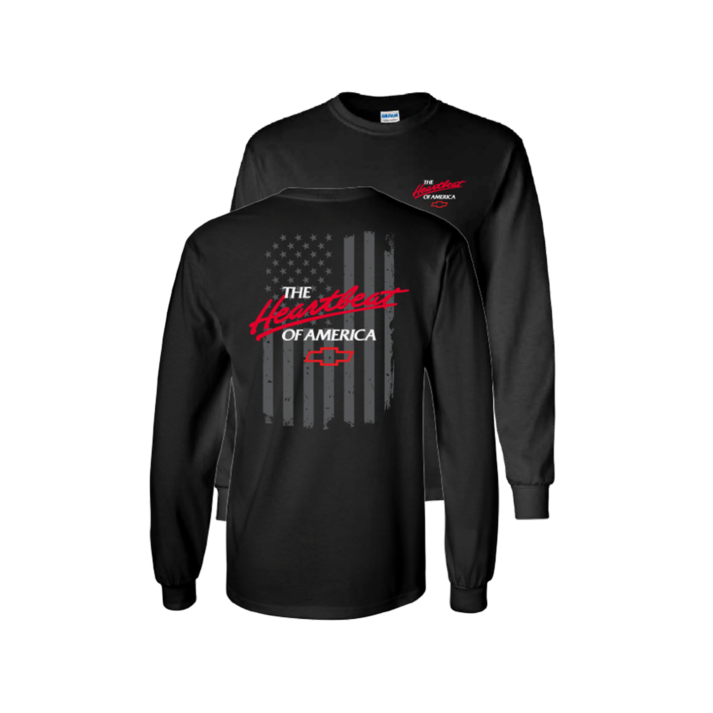 Chevrolet "Heartbeat of America" Mens Long Sleeve T Shirt Black
