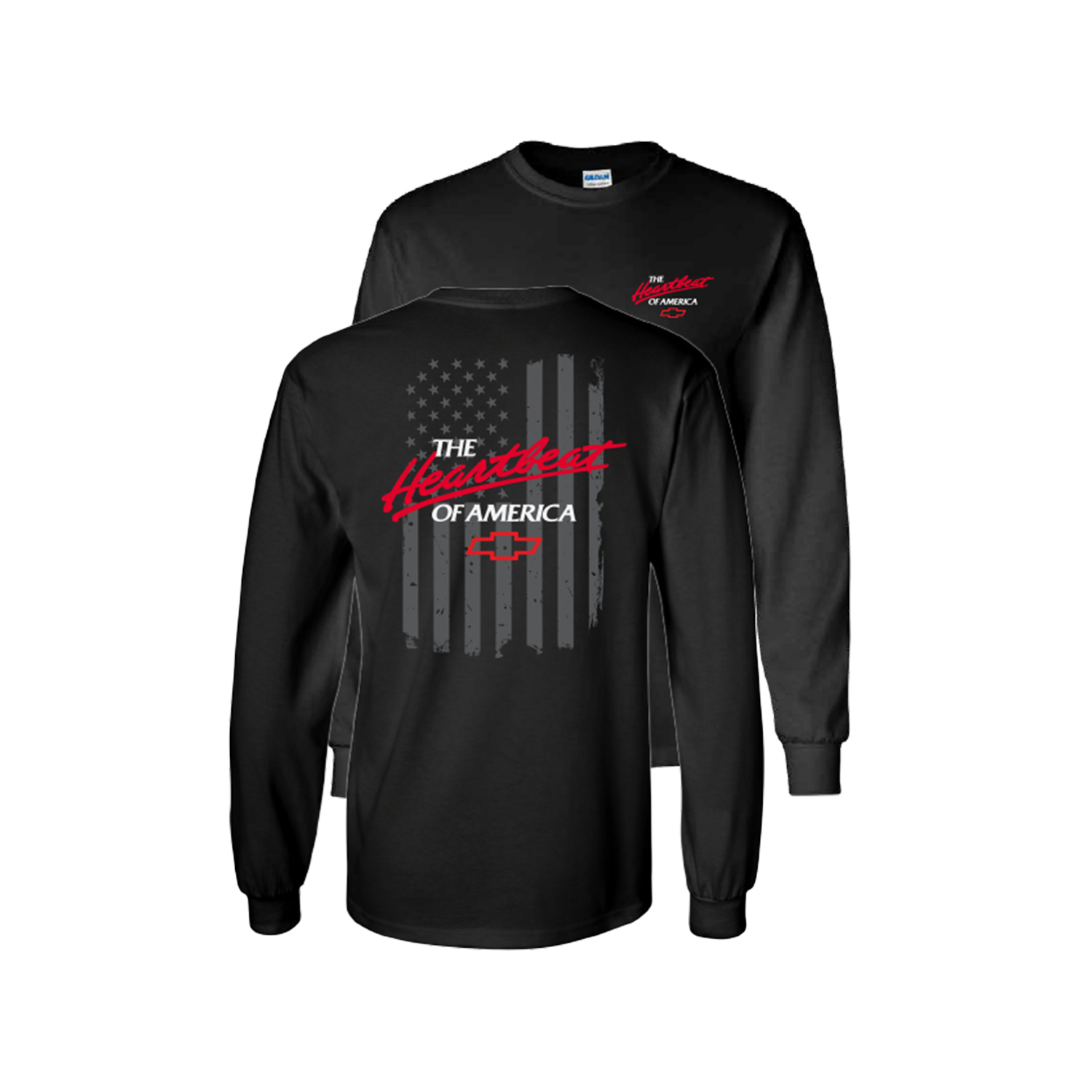 Chevrolet "Heartbeat of America" Mens Long Sleeve T Shirt Black