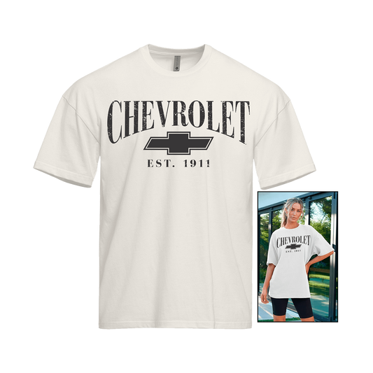 Chevrolet "Icon" Ladies Womens Oversized T Shirt White