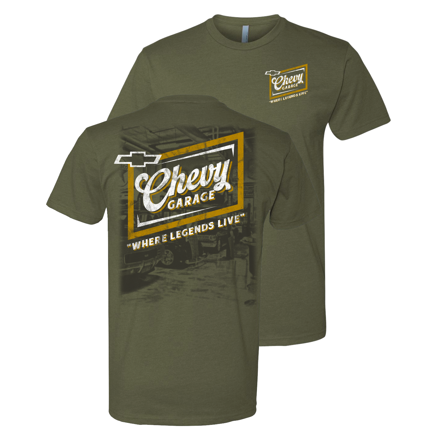 Chevrolet "Garage Legends" Mens T Shirt Green
