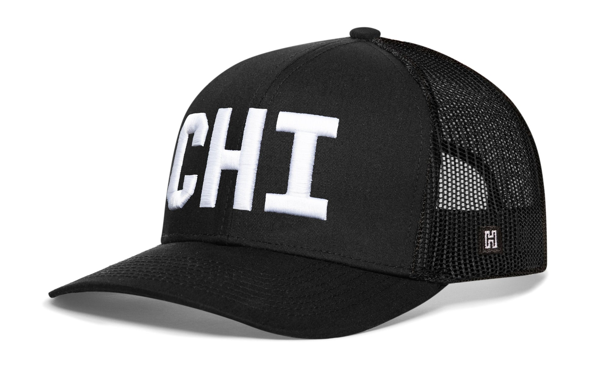 Chicago White Block Trucker Haka Hat Black Illinois Snapback