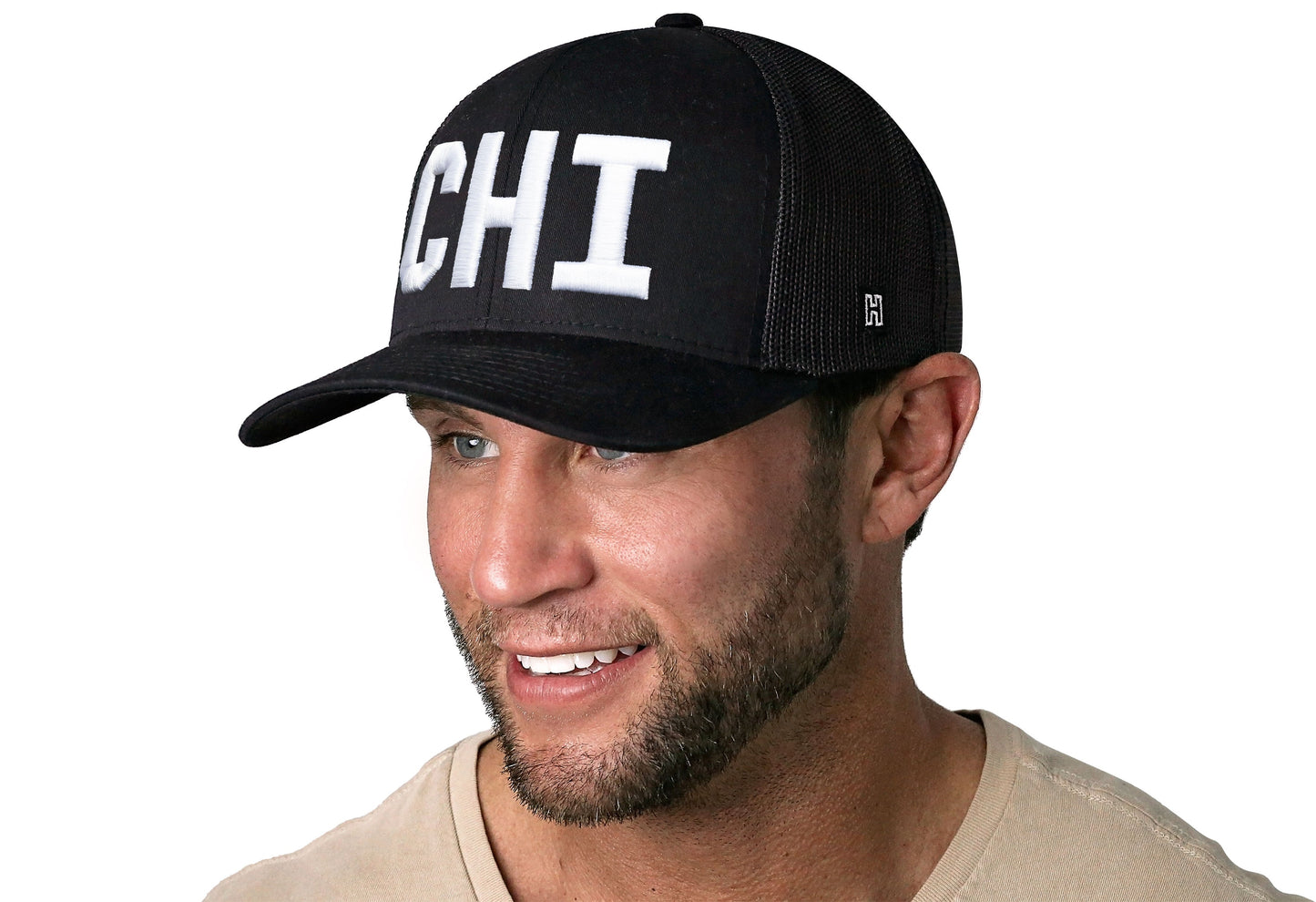 Chicago White Block Trucker Haka Hat Black Illinois Snapback