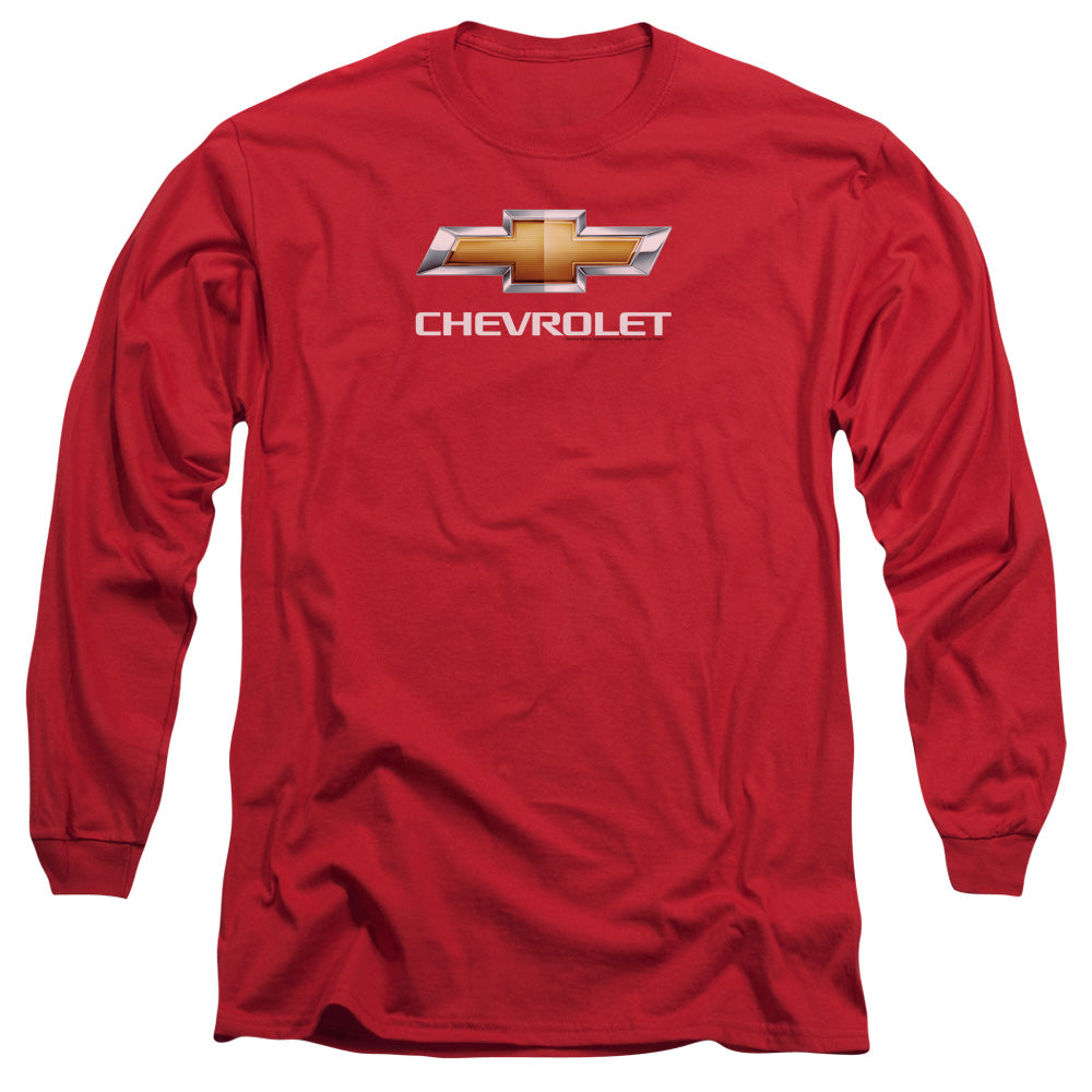 Chevrolet Chevy Bowtie Stacked Mens Long Sleeve Shirt Red Officially Licensed