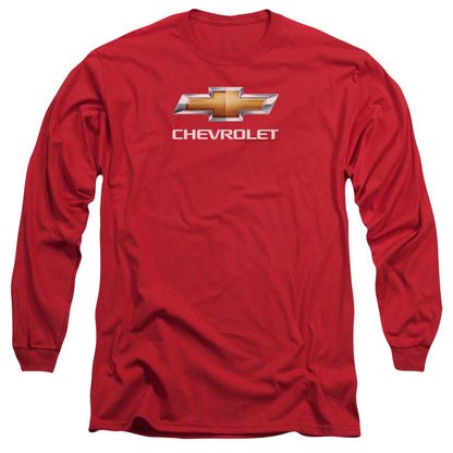Chevrolet Chevy Bowtie Stacked Mens Long Sleeve Shirt Red Officially Licensed