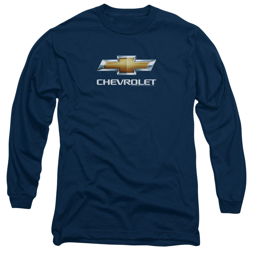 Chevrolets Chevy Bowtie Stacked Mens Long Sleeve Shirt Navy Officially Licensed