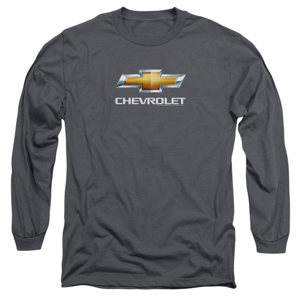 Chevrolet Chevy Bowtie Stacked Mens Long Sleeve Shirt Charcoal