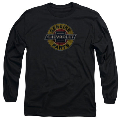 Chevrolet Genuine Chevy Parts Distressed Sign Mens Long Sleeve Shirt Black Officially Licensed