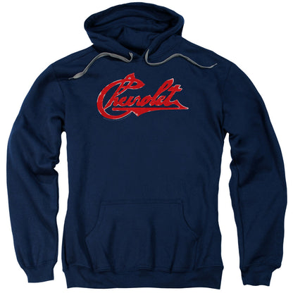 Chevrolet Chevrolet Script Distressed Mens Hoodie Navy