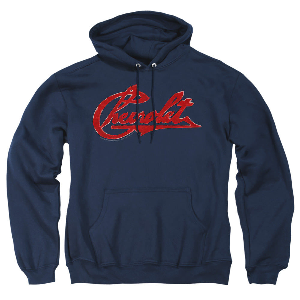 Chevrolet Chevrolet Script Distressed Mens Hoodie Navy