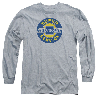 Chevrolet Chevy Super Service Mens Long Sleeve Shirt Athletic Heather Officially Licensed