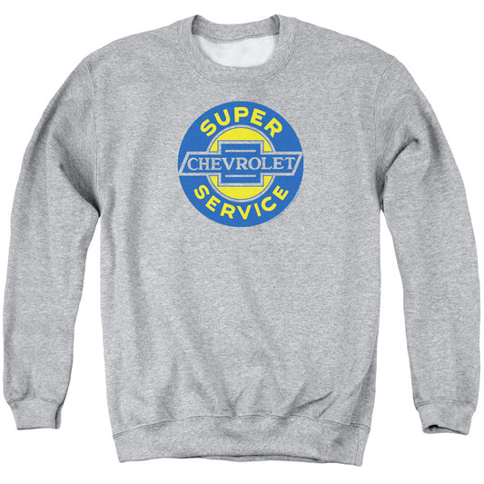 Chevrolet Chevy Super Service Mens Crewneck Sweatshirt Athletic Heather Officially Licensed