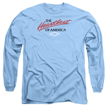 Chevrolet Heartbeat Of America Mens Long Sleeve Shirt Carolina Blue Officially Licensed