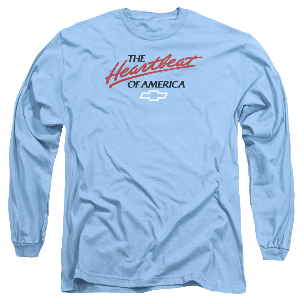 Chevrolet Heartbeat Of America Mens Long Sleeve Shirt Carolina Blue Officially Licensed