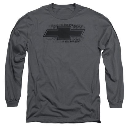 Chevrolet Bowtie Burnout Mens Long Sleeve Shirt Charcoal Officially Licensed