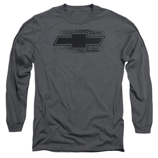 Chevrolet Bowtie Burnout Mens Long Sleeve Shirt Charcoal Officially Licensed
